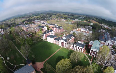 Aerial photo of college campus.
