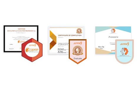 Images of new APPA Badges and certificates.