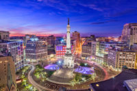 Indianapolis skyline at night.