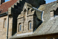 Building with historic slate roof, St. Andrews, Scotland