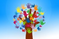 Volunteer image tree with hands